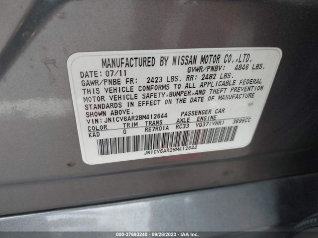 Photo 8 VIN: JN1CV6AR2BM412644 - INFINITI G37X 