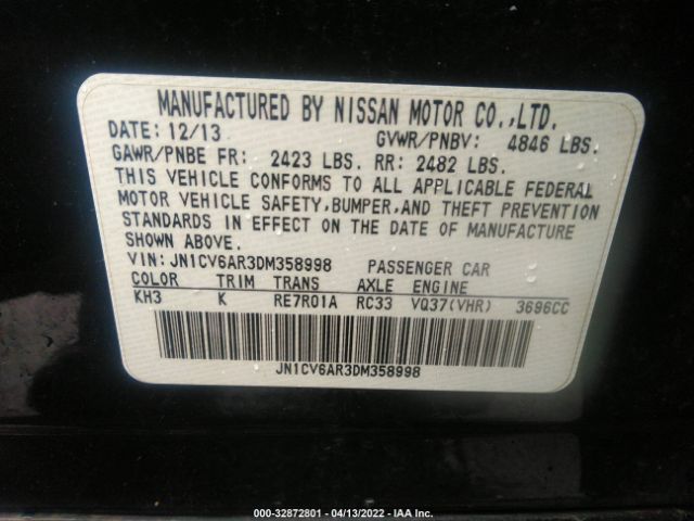 Photo 8 VIN: JN1CV6AR3DM358998 - INFINITI G37 SEDAN 