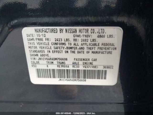 Photo 8 VIN: JN1CV6AR4DM756608 - INFINITI G37X 