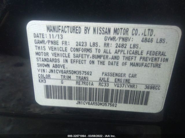 Photo 8 VIN: JN1CV6AR5DM357562 - INFINITI G37 SEDAN 