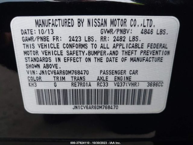 Photo 8 VIN: JN1CV6AR6DM768470 - INFINITI G37X 