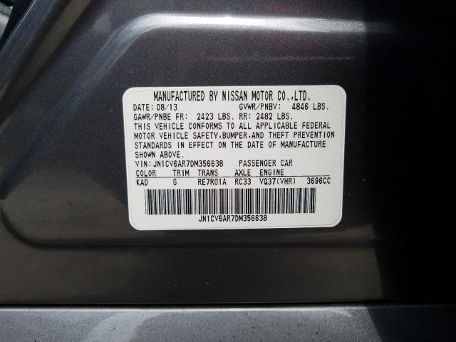 Photo 9 VIN: JN1CV6AR7DM356638 - INFINITI G37 