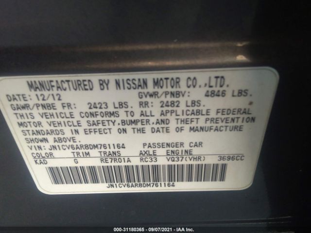 Photo 8 VIN: JN1CV6AR8DM761164 - INFINITI G37 SEDAN 