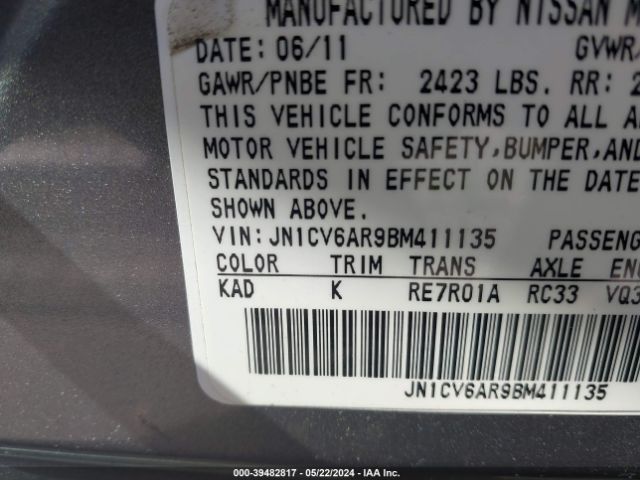 Photo 8 VIN: JN1CV6AR9BM411135 - INFINITI G37X 