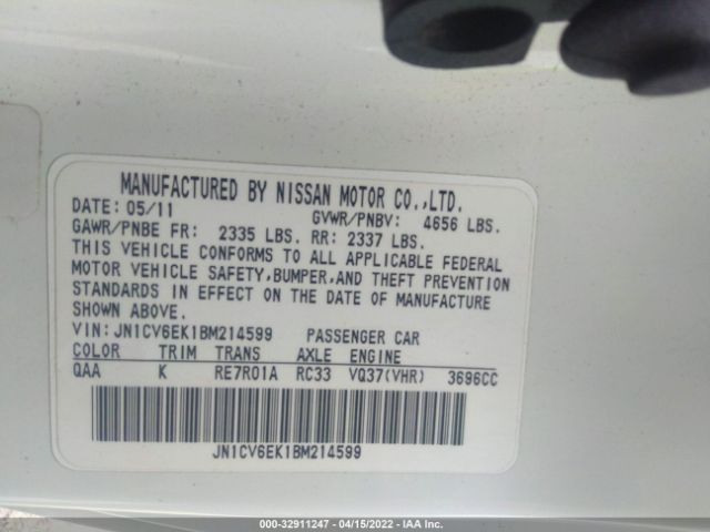 Photo 8 VIN: JN1CV6EK1BM214599 - INFINITI G37 COUPE 