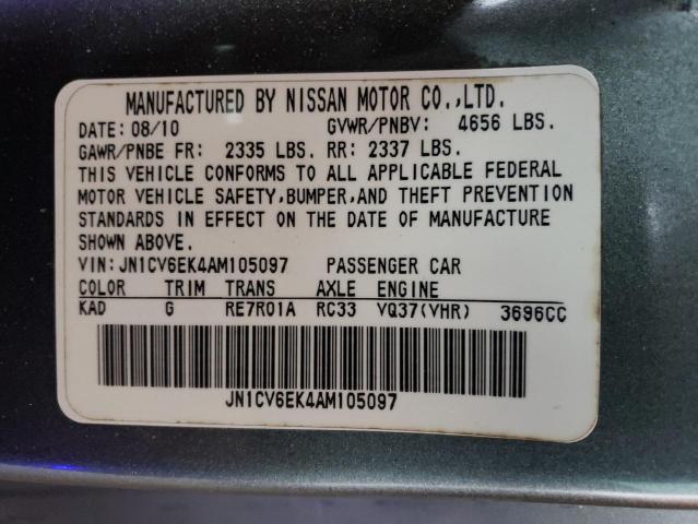 Photo 11 VIN: JN1CV6EK4AM105097 - INFINITI G37 BASE 