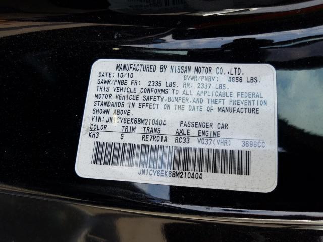 Photo 9 VIN: JN1CV6EK6BM210404 - INFINITI G37 BASE 