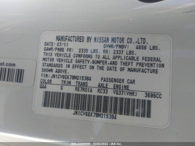 Photo 8 VIN: JN1CV6EK7BM215384 - INFINITI G37 COUPE 