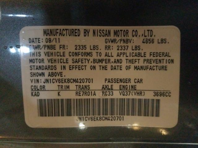 Photo 9 VIN: JN1CV6EK8CM420701 - INFINITI G37 BASE 