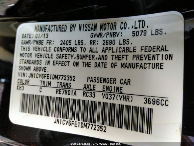 Photo 8 VIN: JN1CV6FE1DM772352 - INFINITI G37 CONVERTIBLE 