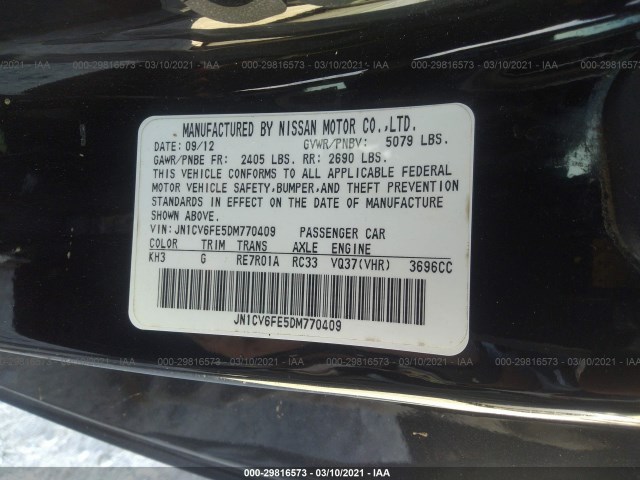 Photo 8 VIN: JN1CV6FE5DM770409 - INFINITI G37 CONVERTIBLE 