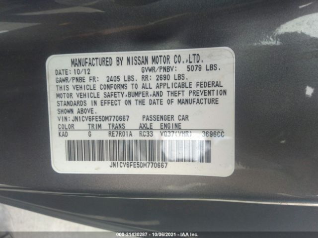 Photo 8 VIN: JN1CV6FE5DM770667 - INFINITI G37 CONVERTIBLE 