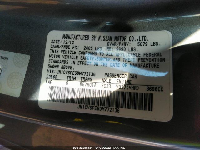 Photo 8 VIN: JN1CV6FE6DM772136 - INFINITI G37 CONVERTIBLE 