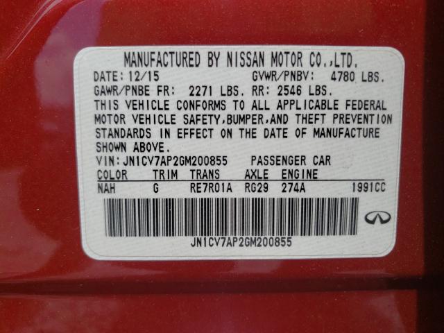 Photo 9 VIN: JN1CV7AP2GM200855 - INFINITI Q50 BASE 