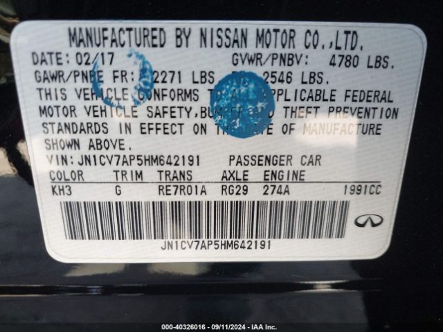 Photo 8 VIN: JN1CV7AP5HM642191 - INFINITI Q50 