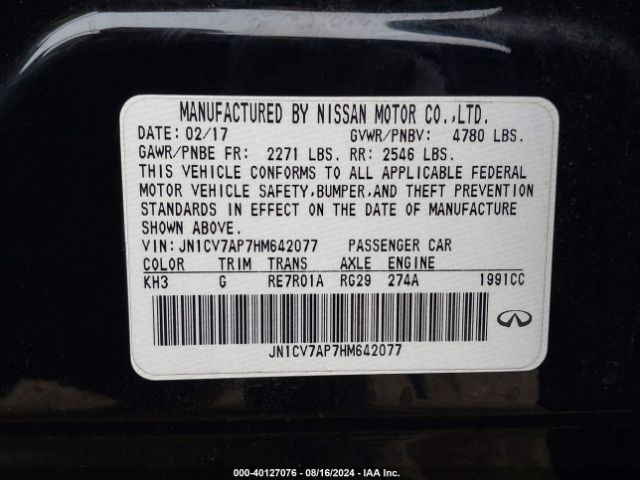 Photo 8 VIN: JN1CV7AP7HM642077 - INFINITI Q50 