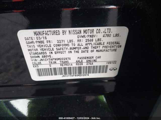 Photo 8 VIN: JN1CV7AP96M202974 - INFINITI Q50 BASE PREMIUM 