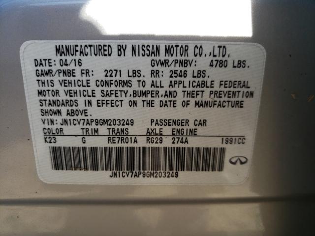 Photo 9 VIN: JN1CV7AP9GM203249 - INFINITI Q50 BASE 