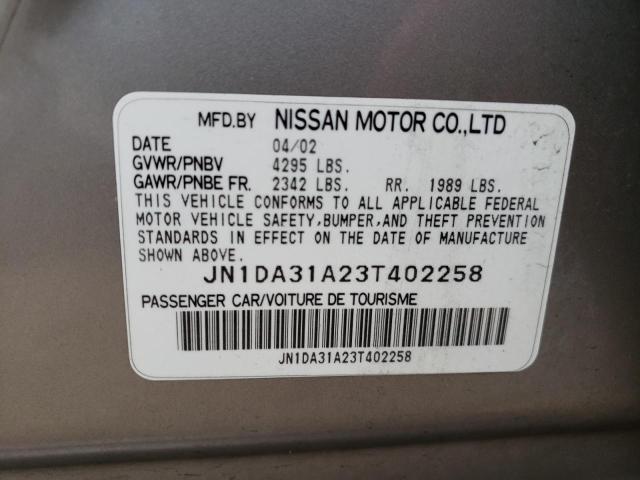 Photo 9 VIN: JN1DA31A23T402258 - NISSAN MAXIMA GLE 