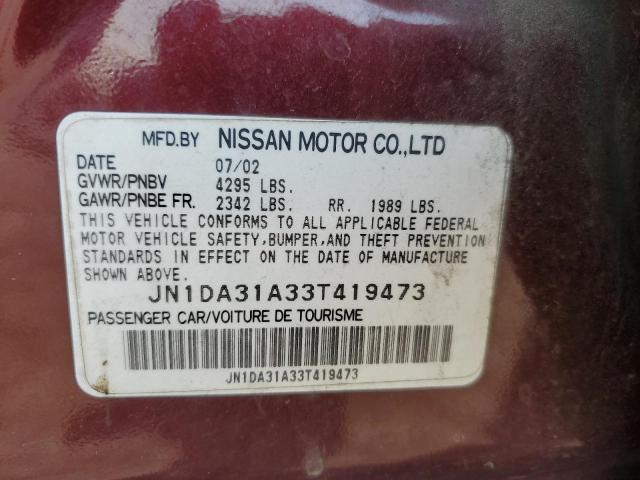 Photo 11 VIN: JN1DA31A33T419473 - NISSAN MAXIMA GLE 