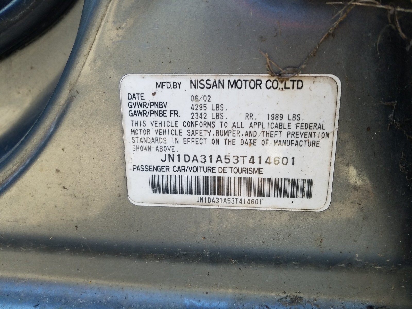 Photo 9 VIN: JN1DA31A53T414601 - NISSAN MAXIMA 