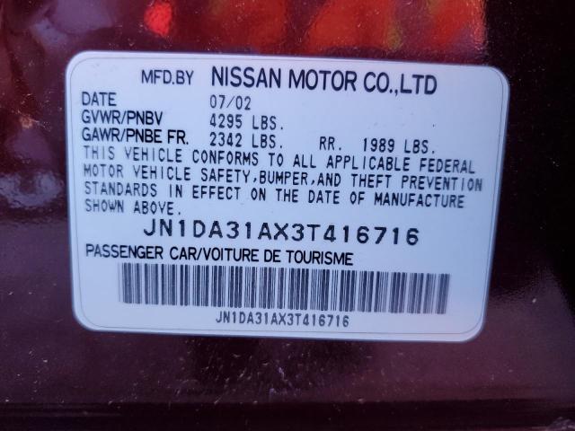 Photo 12 VIN: JN1DA31AX3T416716 - NISSAN MAXIMA GLE 