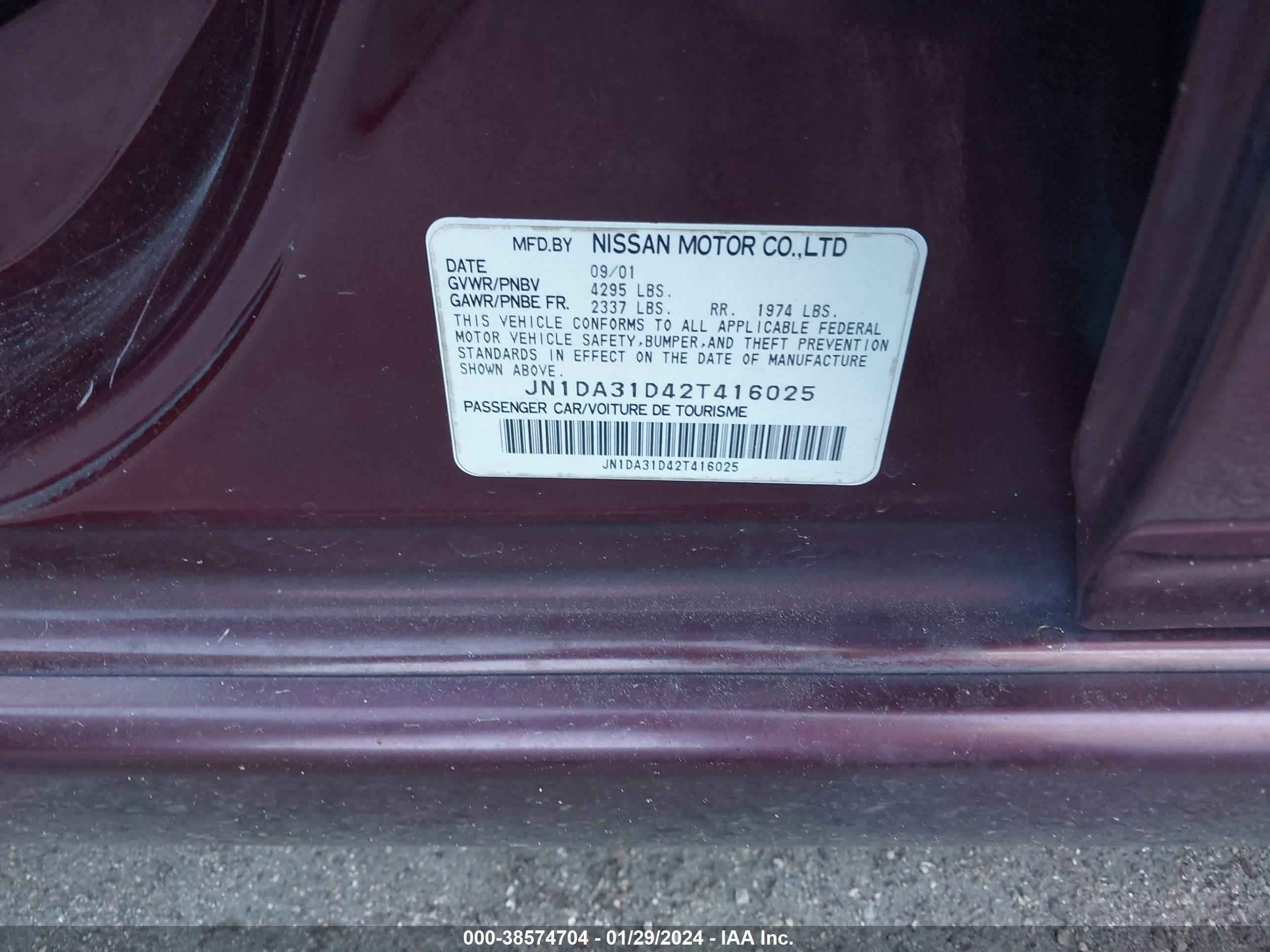 Photo 8 VIN: JN1DA31D42T416025 - NISSAN MAXIMA 