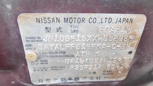 Photo 2 VIN: JN1DB41SXXW002089 - NISSAN SUNNY 