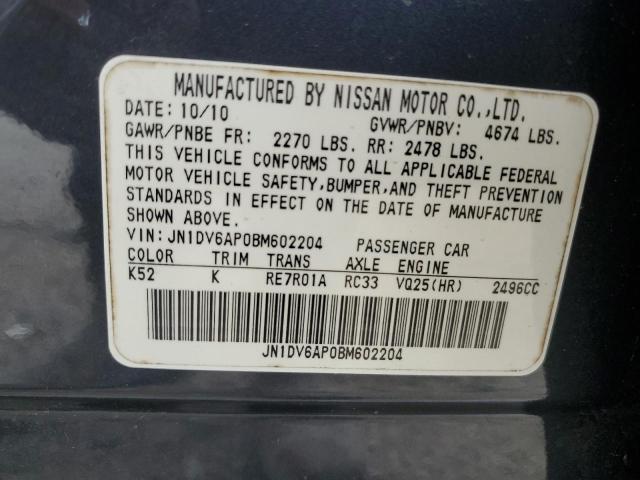 Photo 12 VIN: JN1DV6AP0BM602204 - INFINITI G25 BASE 