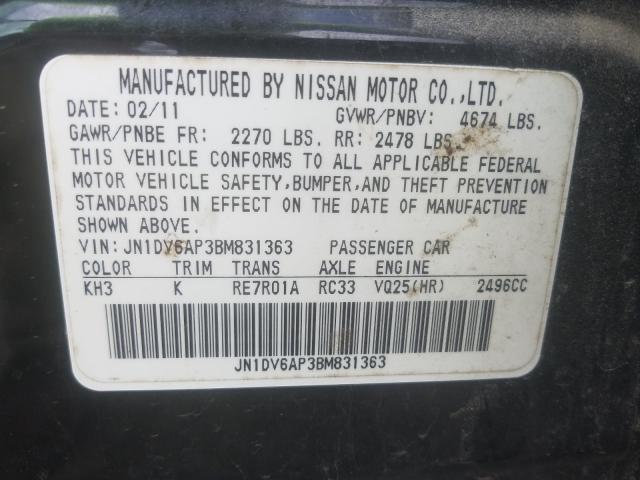 Photo 9 VIN: JN1DV6AP3BM831363 - INFINITI G25 BASE 