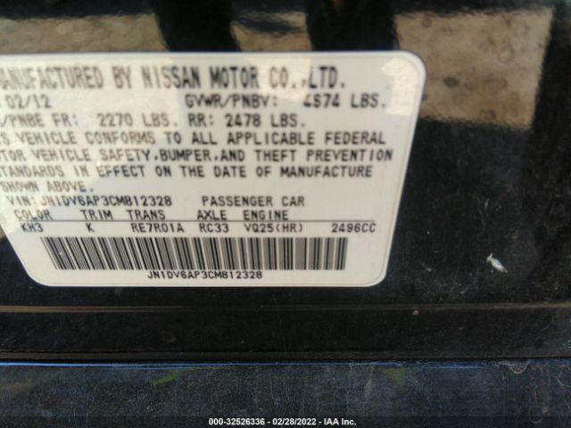 Photo 8 VIN: JN1DV6AP3CM812328 - INFINITI G25 SEDAN 