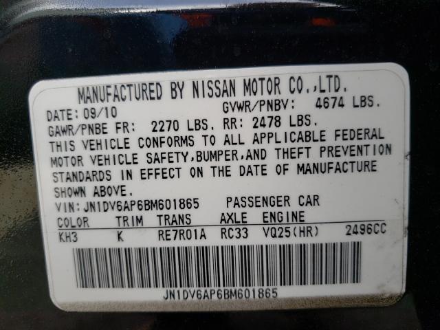 Photo 9 VIN: JN1DV6AP6BM601865 - INFINITI G25 BASE 