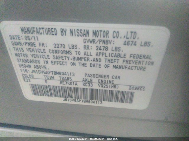 Photo 8 VIN: JN1DV6AP7BM604113 - INFINITI G25 SEDAN 