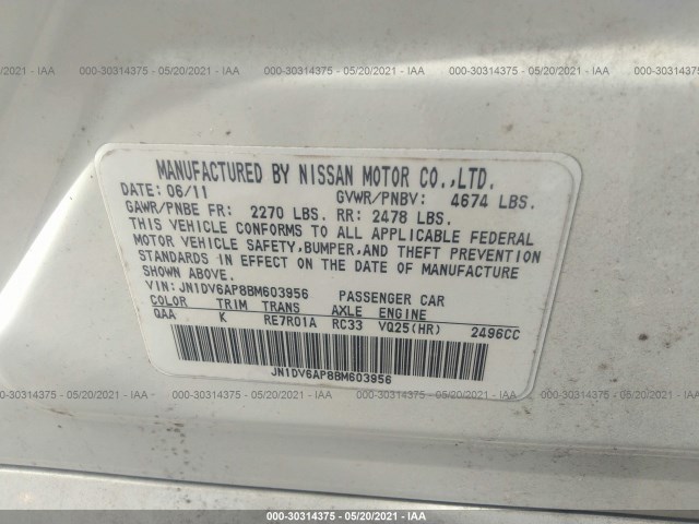 Photo 8 VIN: JN1DV6AP8BM603956 - INFINITI G25 SEDAN 