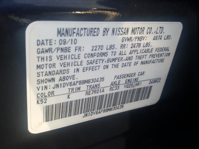 Photo 9 VIN: JN1DV6AP8BM830435 - INFINITI G25 BASE 