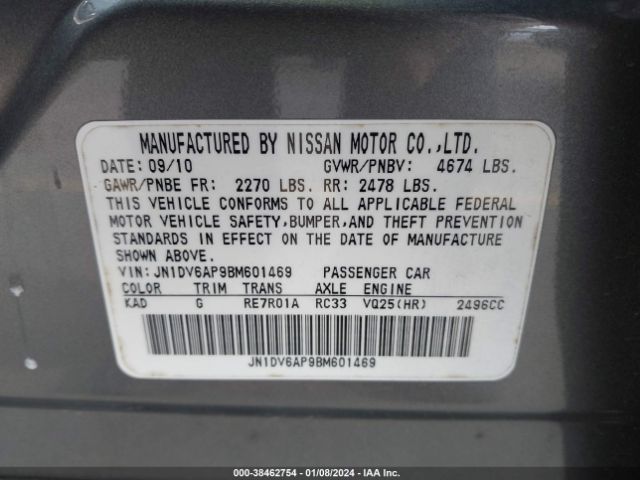 Photo 8 VIN: JN1DV6AP9BM601469 - INFINITI G25 