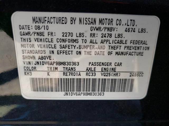 Photo 9 VIN: JN1DV6AP9BM830363 - INFINITI G25 BASE 