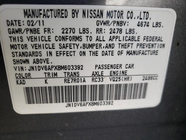 Photo 9 VIN: JN1DV6APXBM603392 - INFINITI G25 BASE 