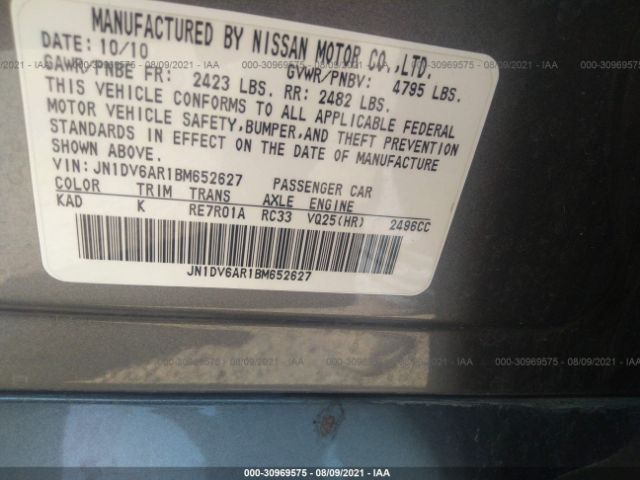 Photo 8 VIN: JN1DV6AR1BM652627 - INFINITI G25 SEDAN 