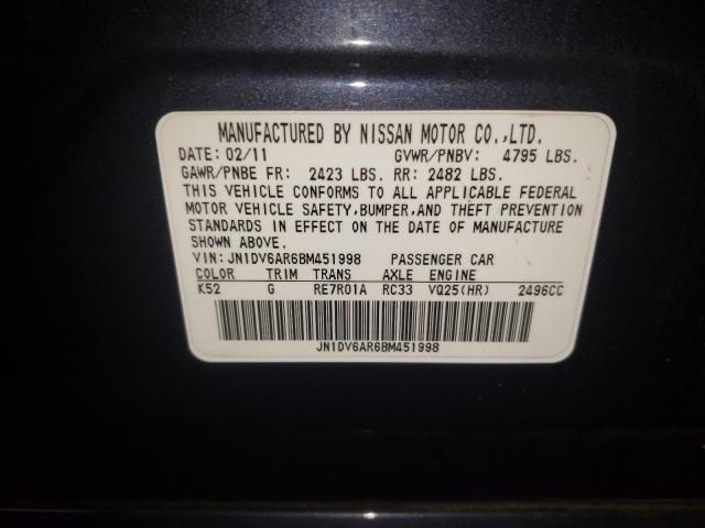 Photo 9 VIN: JN1DV6AR6BM451998 - INFINITI G25 