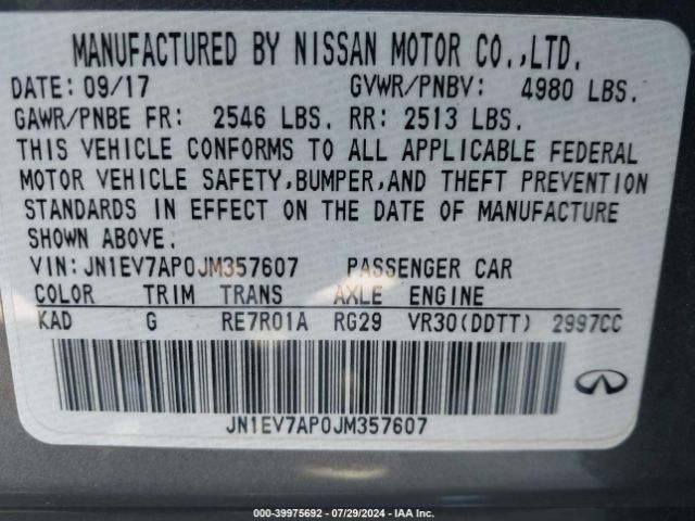 Photo 8 VIN: JN1EV7AP0JM357607 - INFINITI Q50 