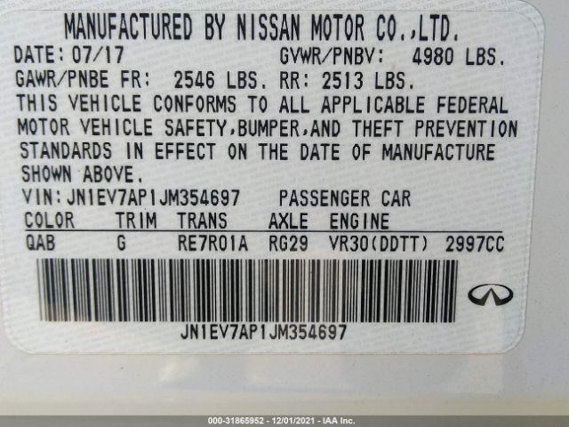 Photo 8 VIN: JN1EV7AP1JM354697 - INFINITI Q50 