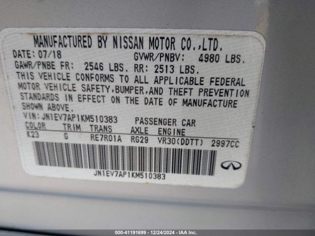 Photo 8 VIN: JN1EV7AP1KM510383 - INFINITI Q50 