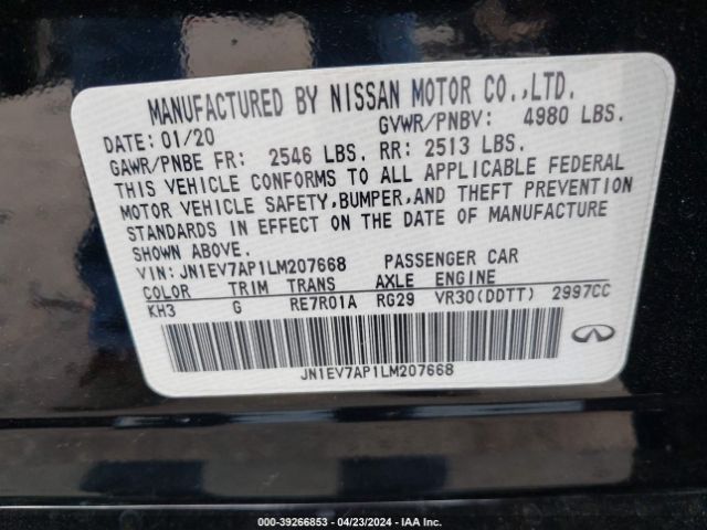 Photo 8 VIN: JN1EV7AP1LM207668 - INFINITI Q50 