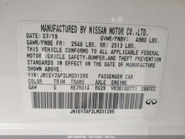 Photo 8 VIN: JN1EV7AP2LM201295 - INFINITI Q50 