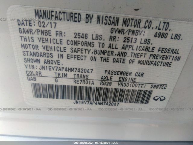 Photo 8 VIN: JN1EV7AP4HM742047 - INFINITI Q50 