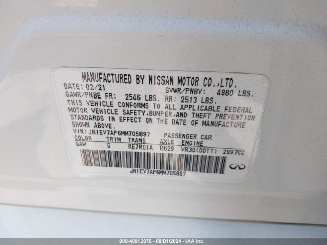 Photo 8 VIN: JN1EV7AP6MM705897 - INFINITI Q50 