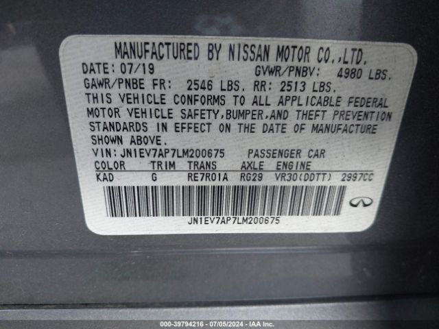 Photo 8 VIN: JN1EV7AP7LM200675 - INFINITI Q50 