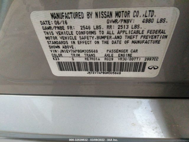 Photo 8 VIN: JN1EV7AP8GM305649 - INFINITI Q50 