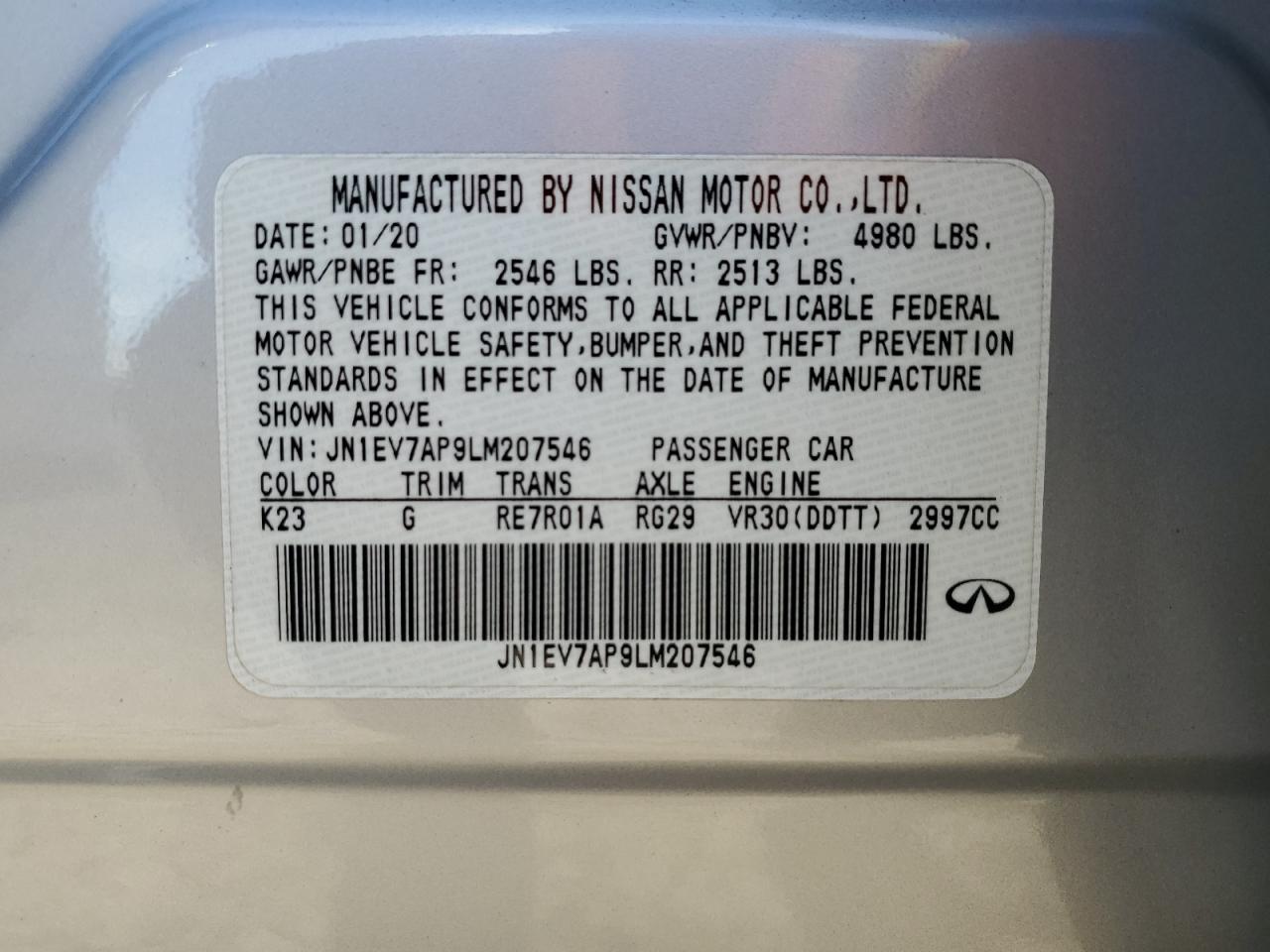 Photo 11 VIN: JN1EV7AP9LM207546 - INFINITI Q50 